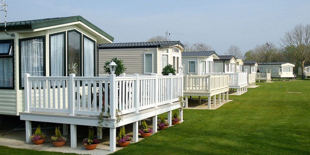 line of mobile homes with insurance protection
