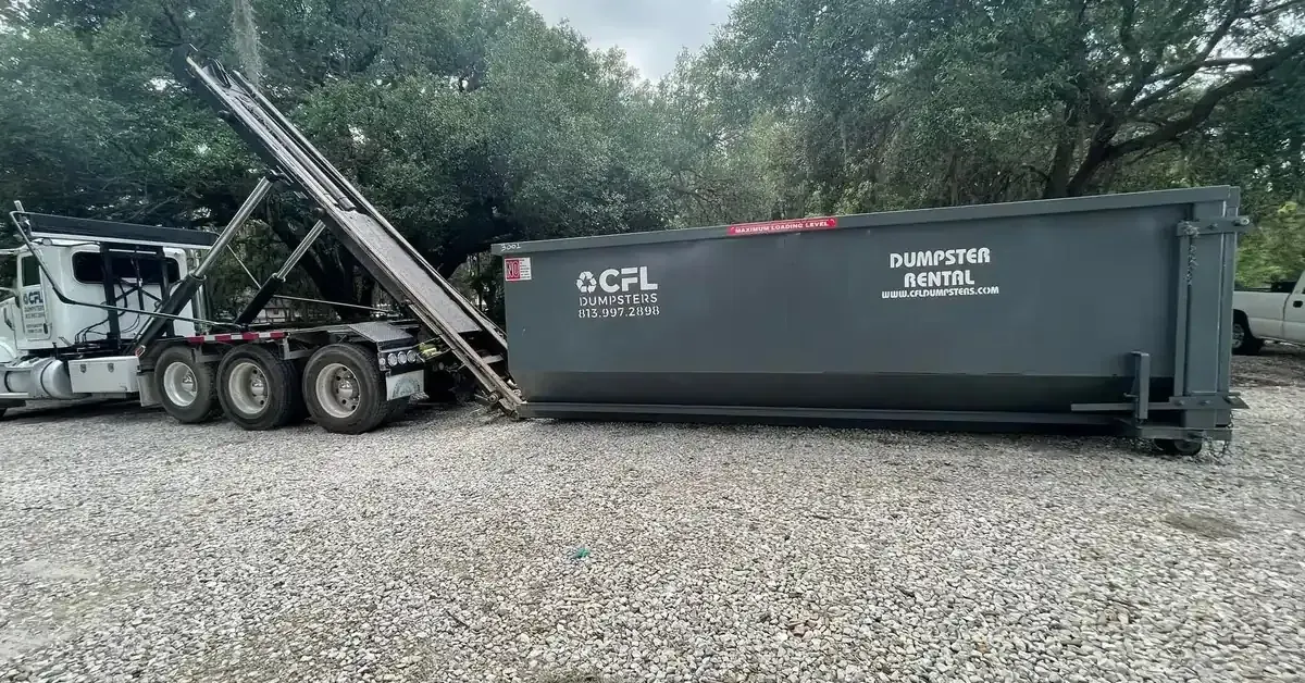 Roll-off dumpster for a home renovation cleanup in Hillsborough County FL
