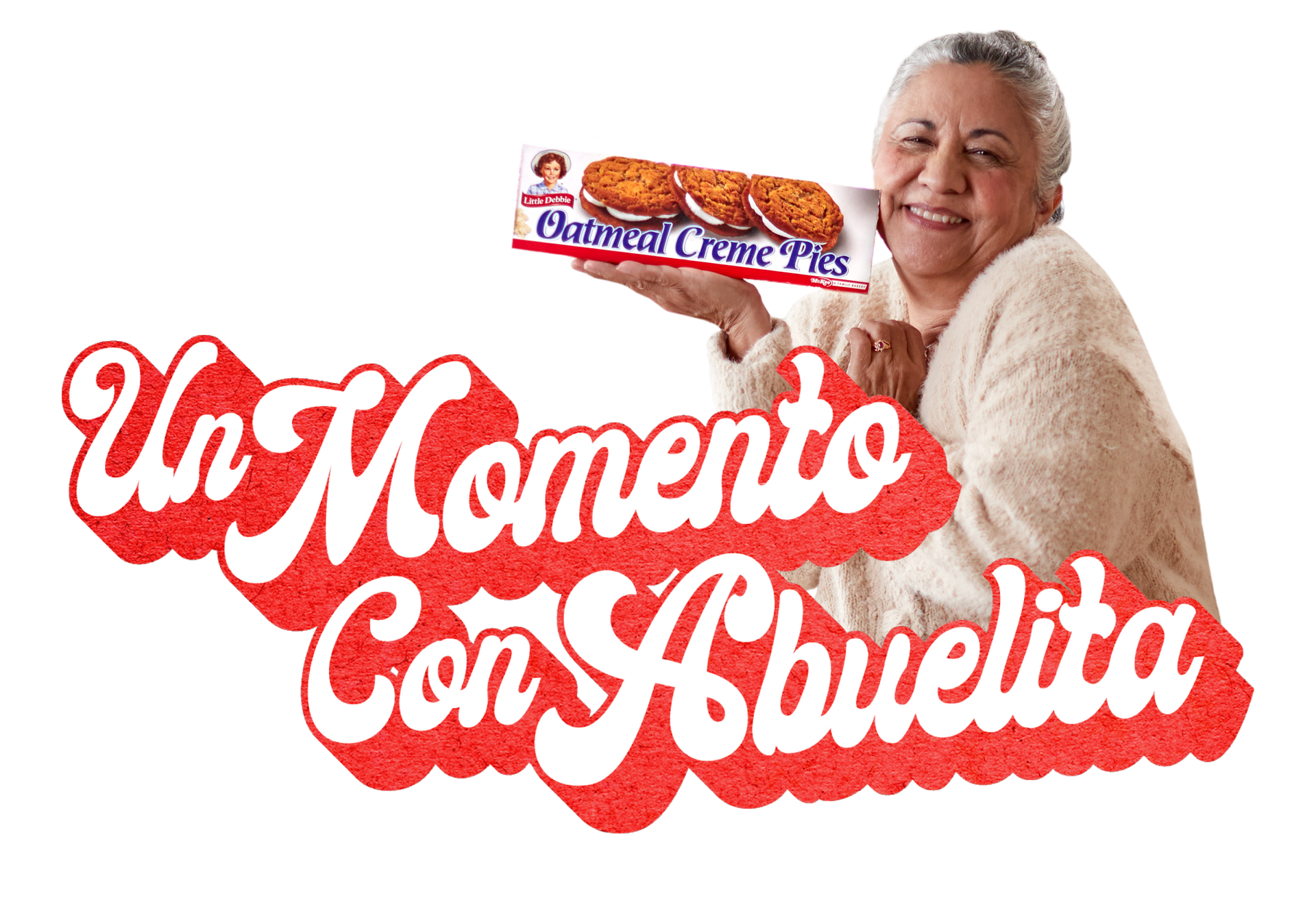 header image of abuela with a carton of oatmeal creme pies and