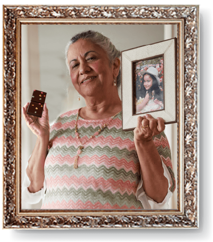 portrait of abuela with a cosmic brownie