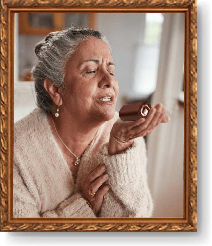portrait of abuela with a swiss roll