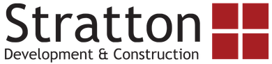 Stratton Development & Construction logo with a red square grid.