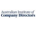Logo for the Australian Institute of Company Directors in blue text on a white background