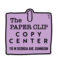 A logo for the paper clip copy center