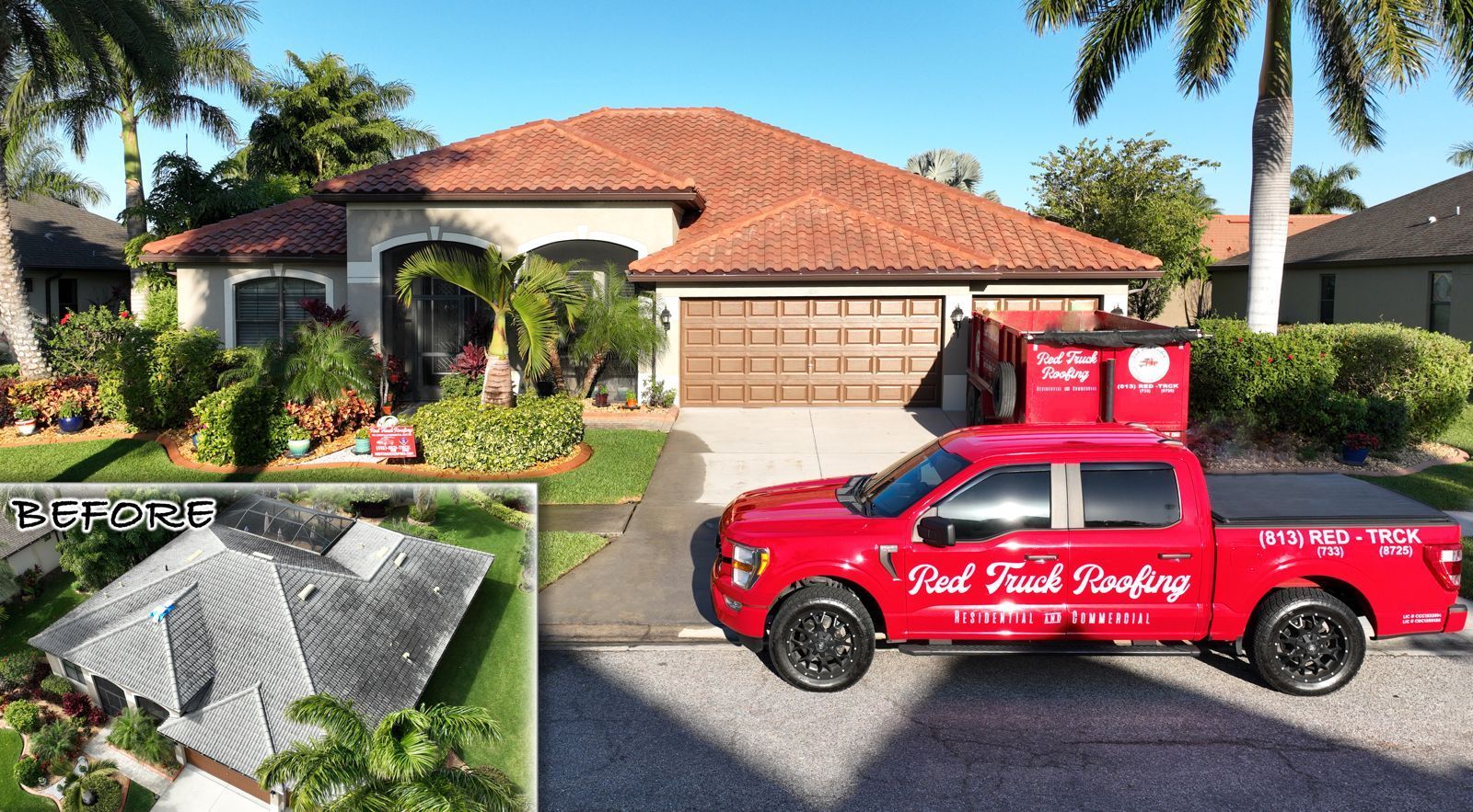 Roofing company Apollo Beach FL: Red Truck Roofing completed roof