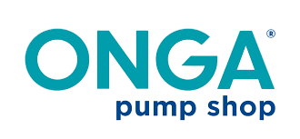 Logo for Onga pump shop in teal and blue.