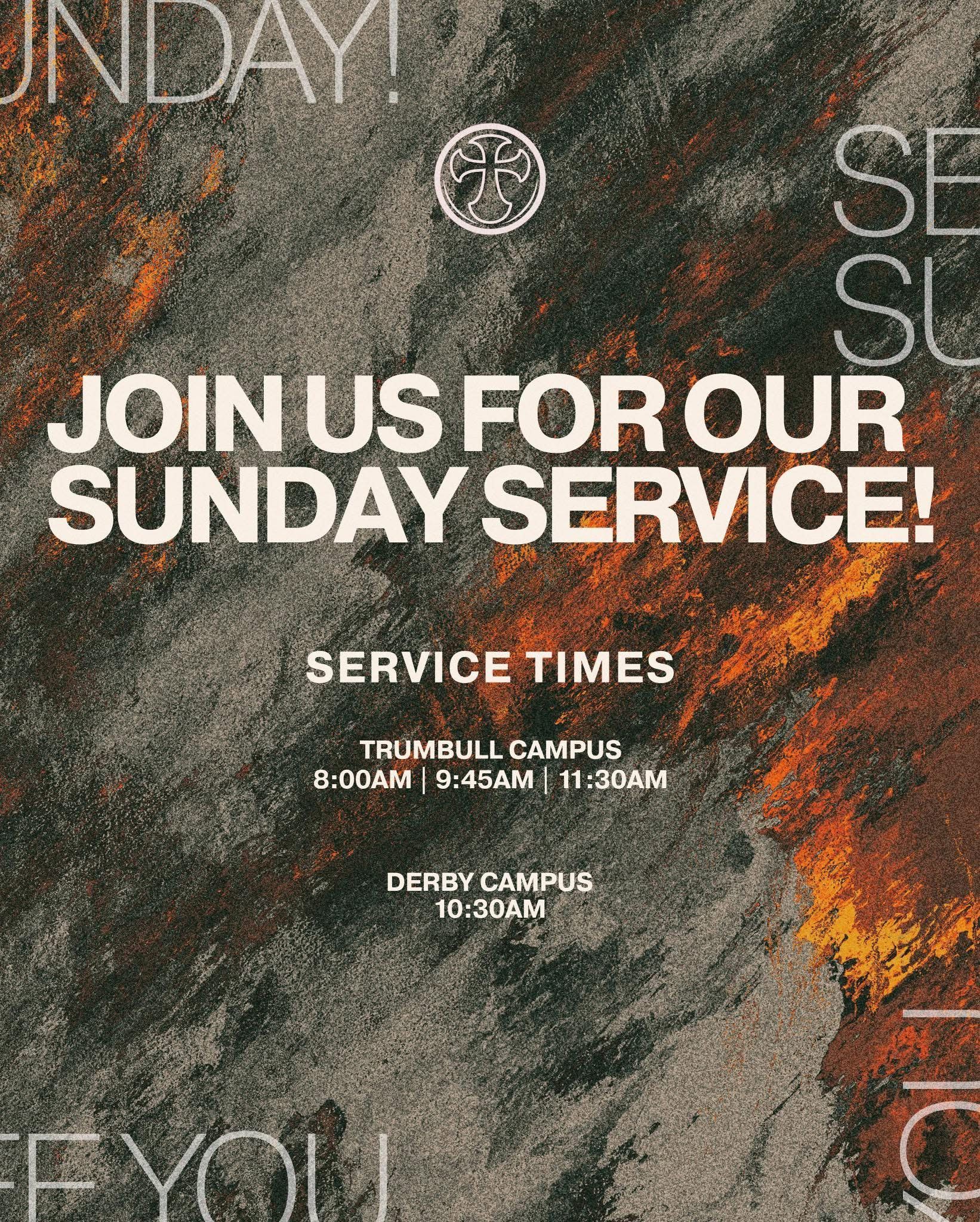 Church service announcement with text: 
