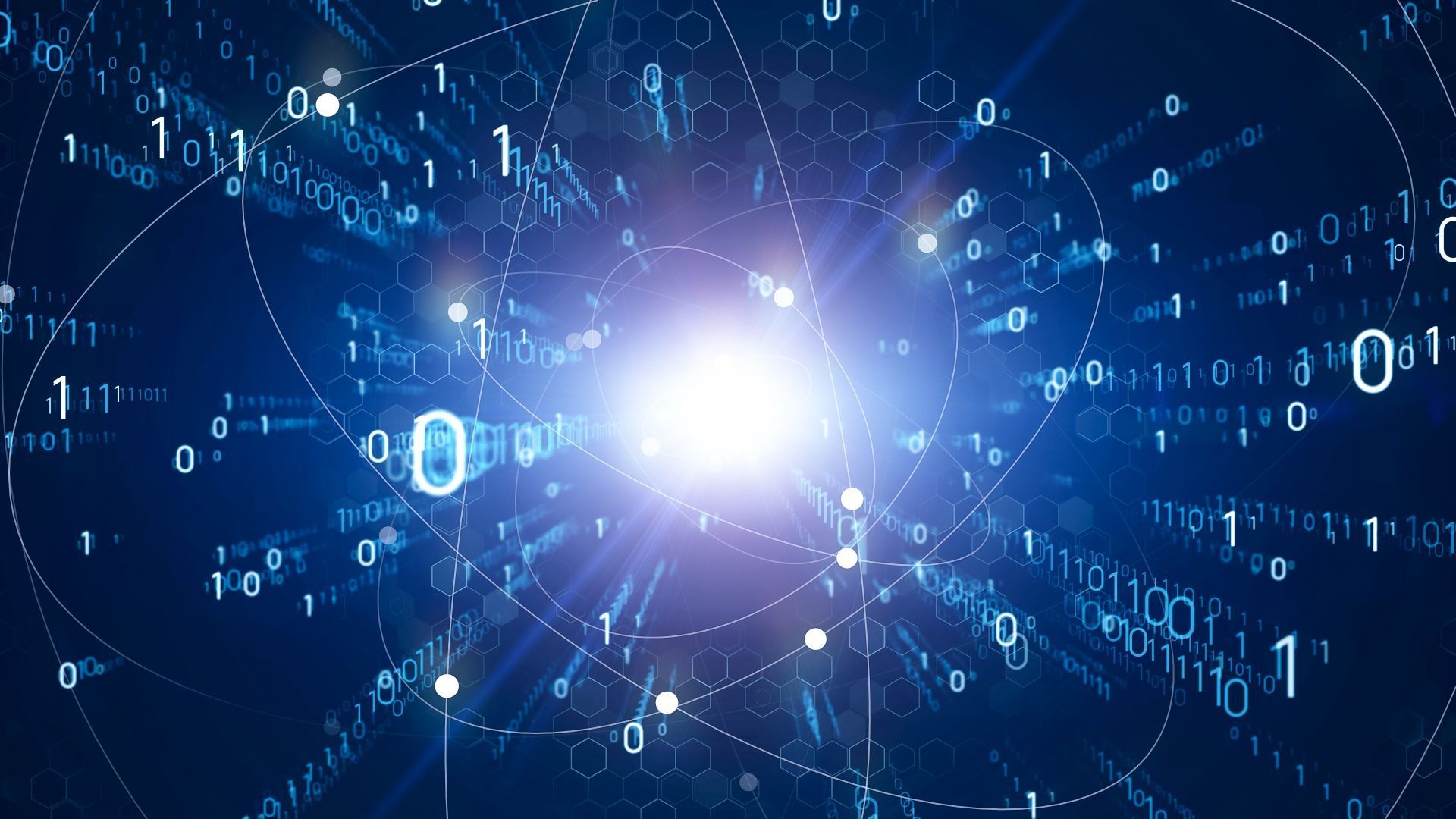 a blue background with a lot of binary numbers