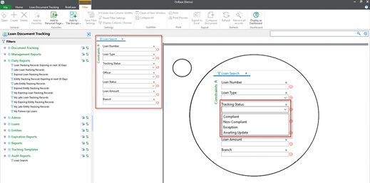 a screenshot of a loan document tracking program on a computer screen .