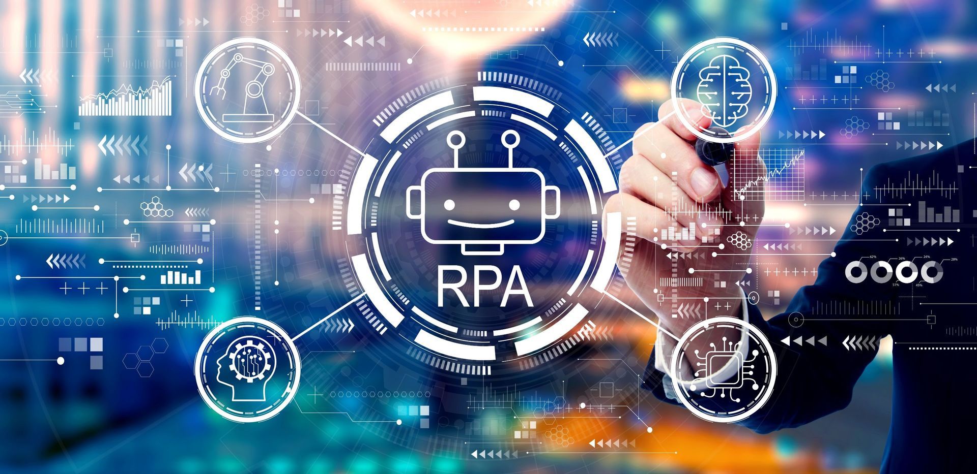 a person is writing on a screen that says rpa