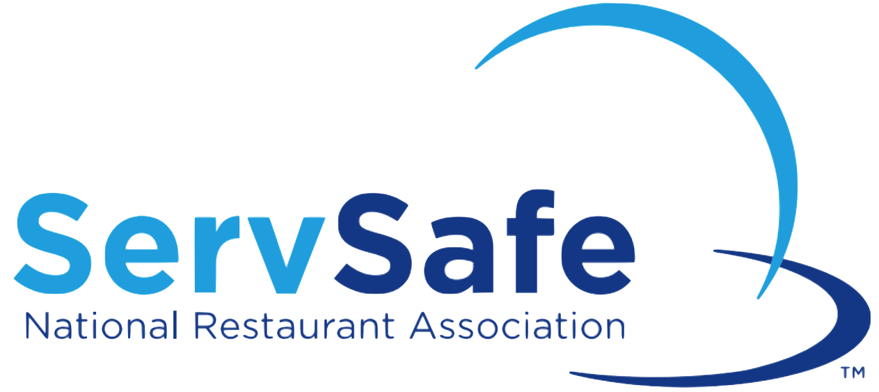 ServSafe logo in blue with National Restaurant Association text and arc graphic