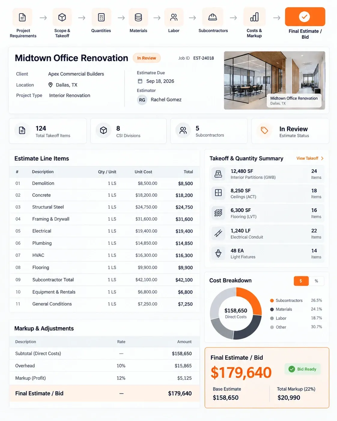 Construction Estimating Software for Building Detailed Estimates and Customer-Ready Proposals