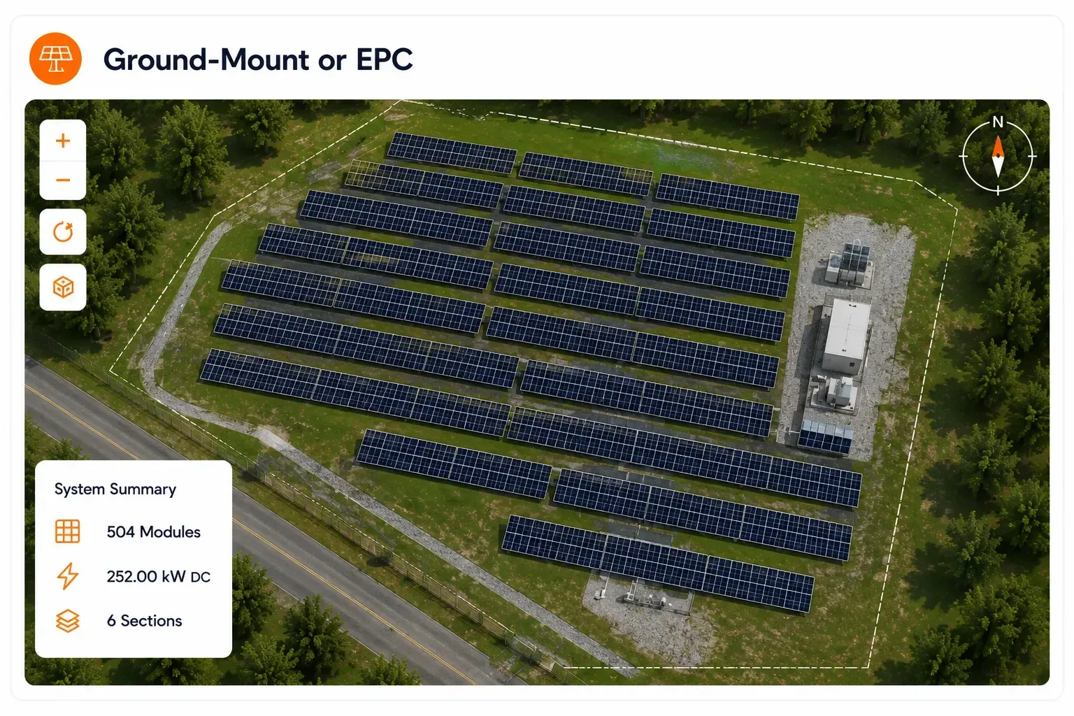 complex solar designs with ground areas