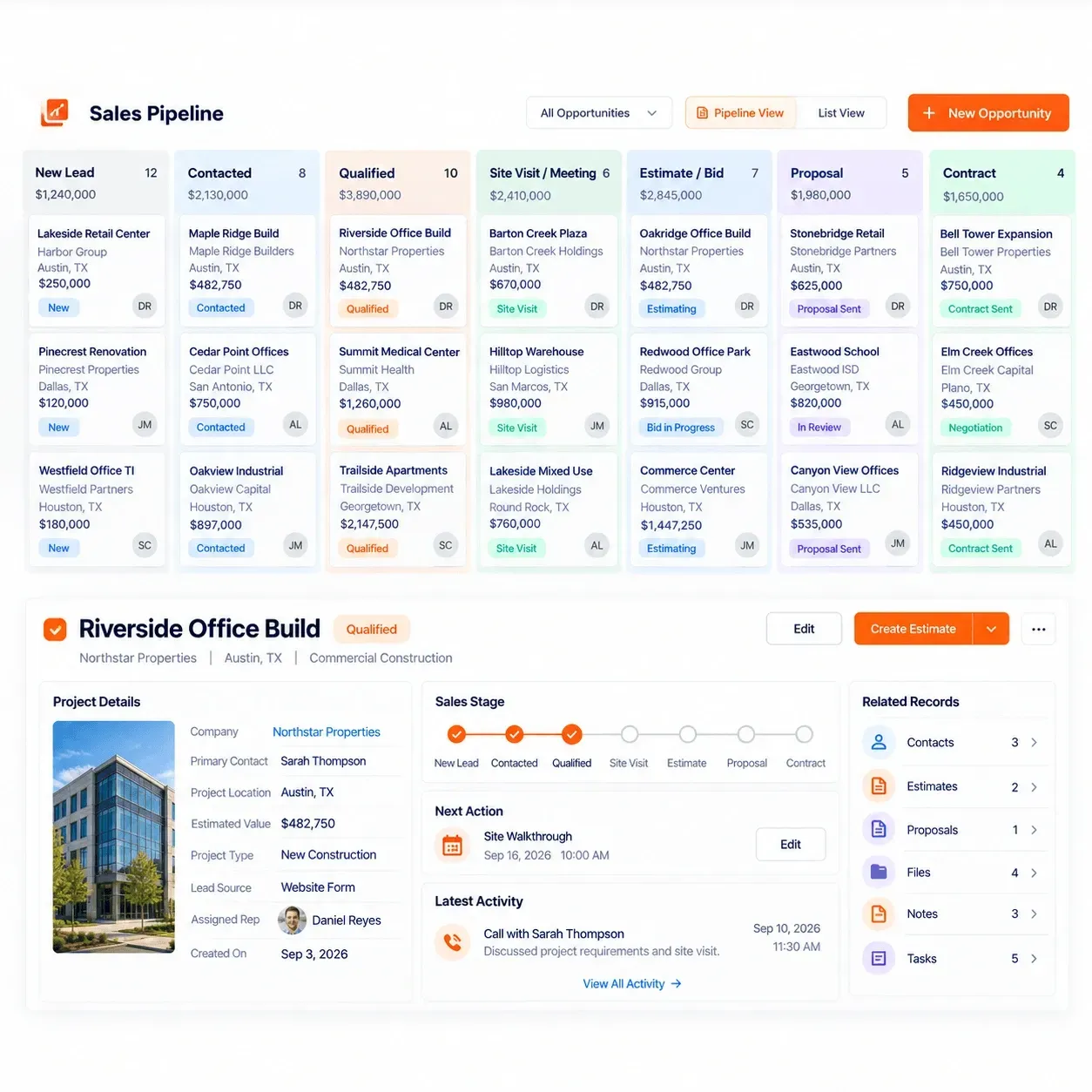 SUNBASE CONSTRUCTION CRM SOFTWARE | SALES PIPELINE