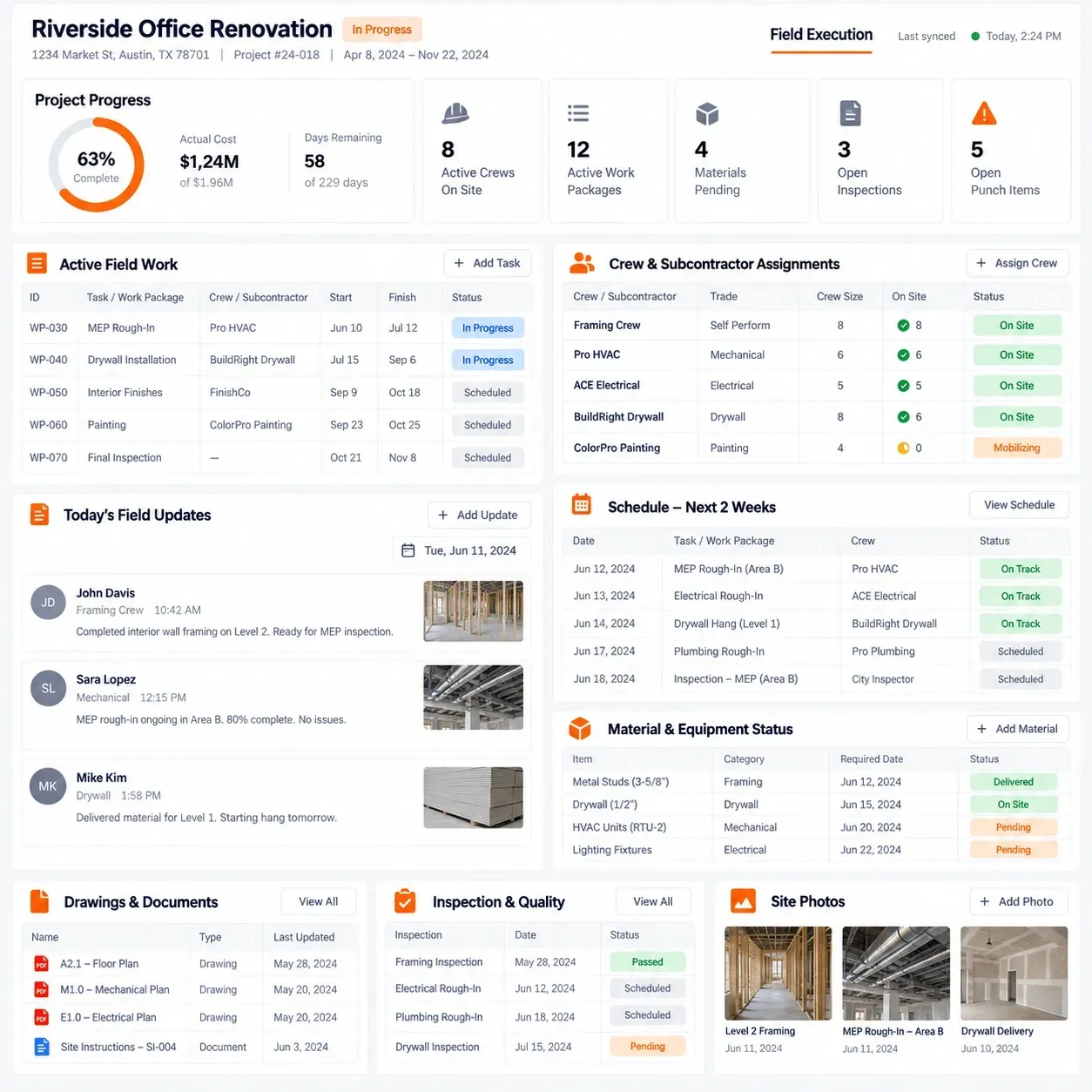SUNBASE CONSTRUCTION PROJECT MANAGEMENT SOFTWARE - FIELD EXECUTION