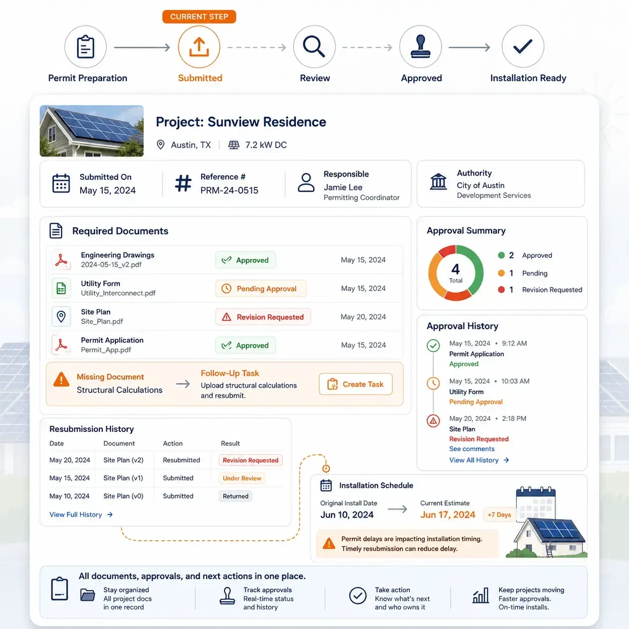 Sunbase Solar Project Management Software Permitting, Documents & Approvals