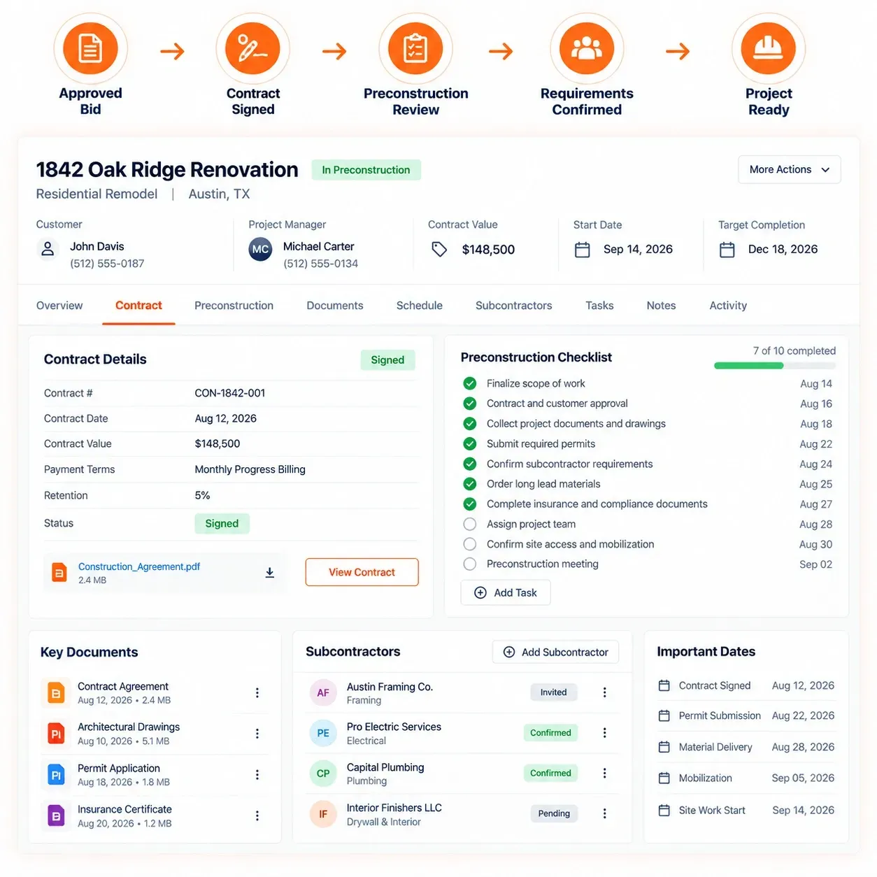 Sunbase Construction Software | CONTRACT & PRECONSTRUCTION