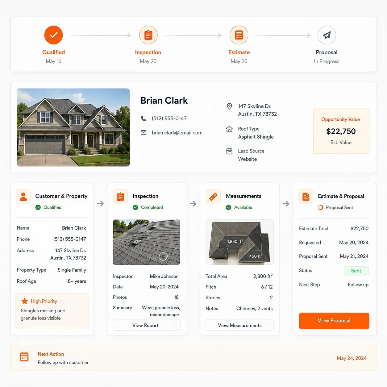 Sunbase Roofing CRM Estimating & Job Handoff