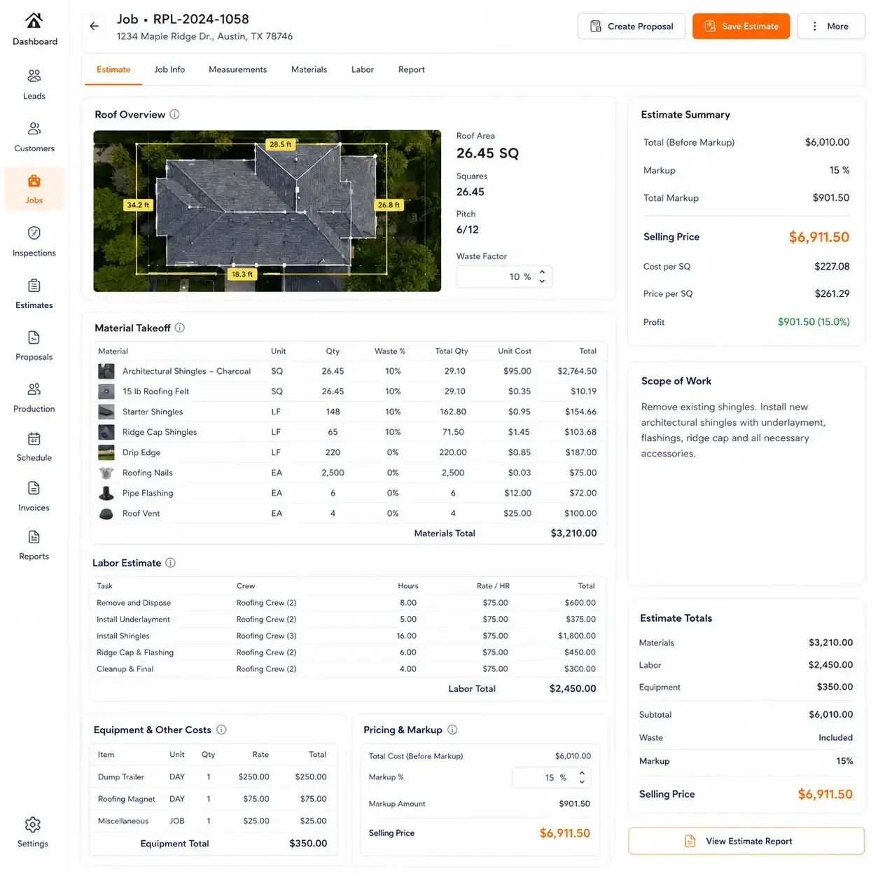 Sunbase Roofing Software Measurements & Estimating
