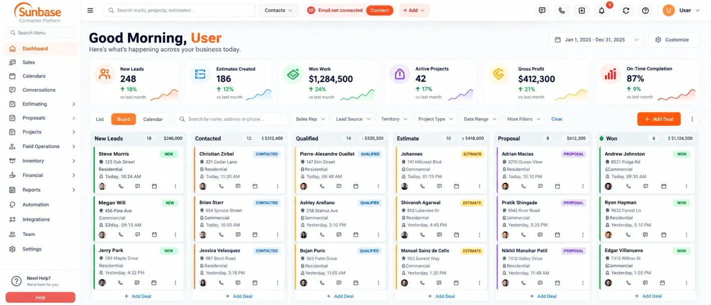 Sunbase Sales Kanban Dashboard