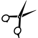 A pair of scissors on a white background.