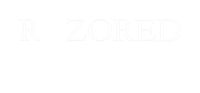 A white background with the words Razored Barbershop on it.