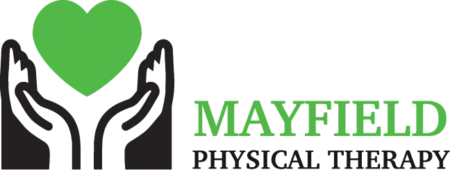 Mayfield Physical Therapy logo with green heart and black hands cupping it