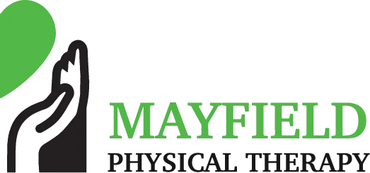 Mayfield Physical Therapy logo with green leaf and black hand icon