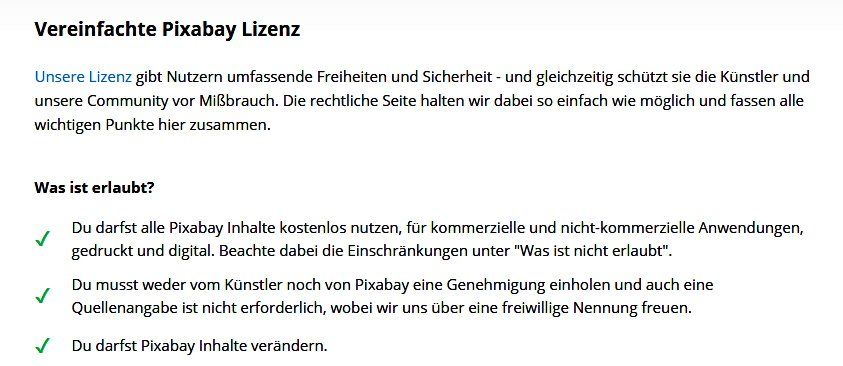 Ein Screenshot einer Pixabay-Lizenzseite