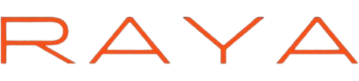 Logotipo laranja da RAYA em fundo branco