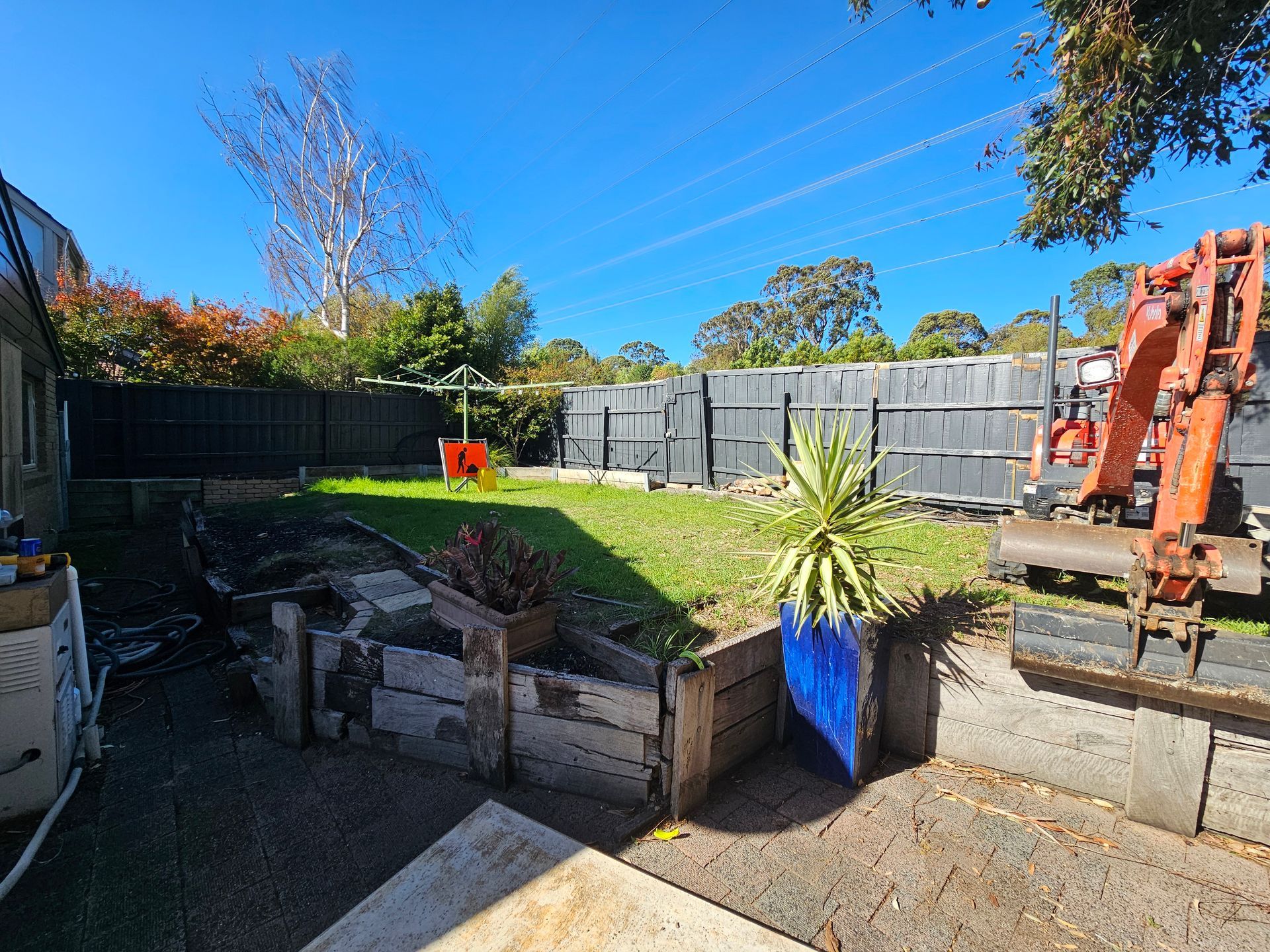 Backyard With Raised Garden Beds, Blue Planter — All Over Pool Removals in Upwey, VIC