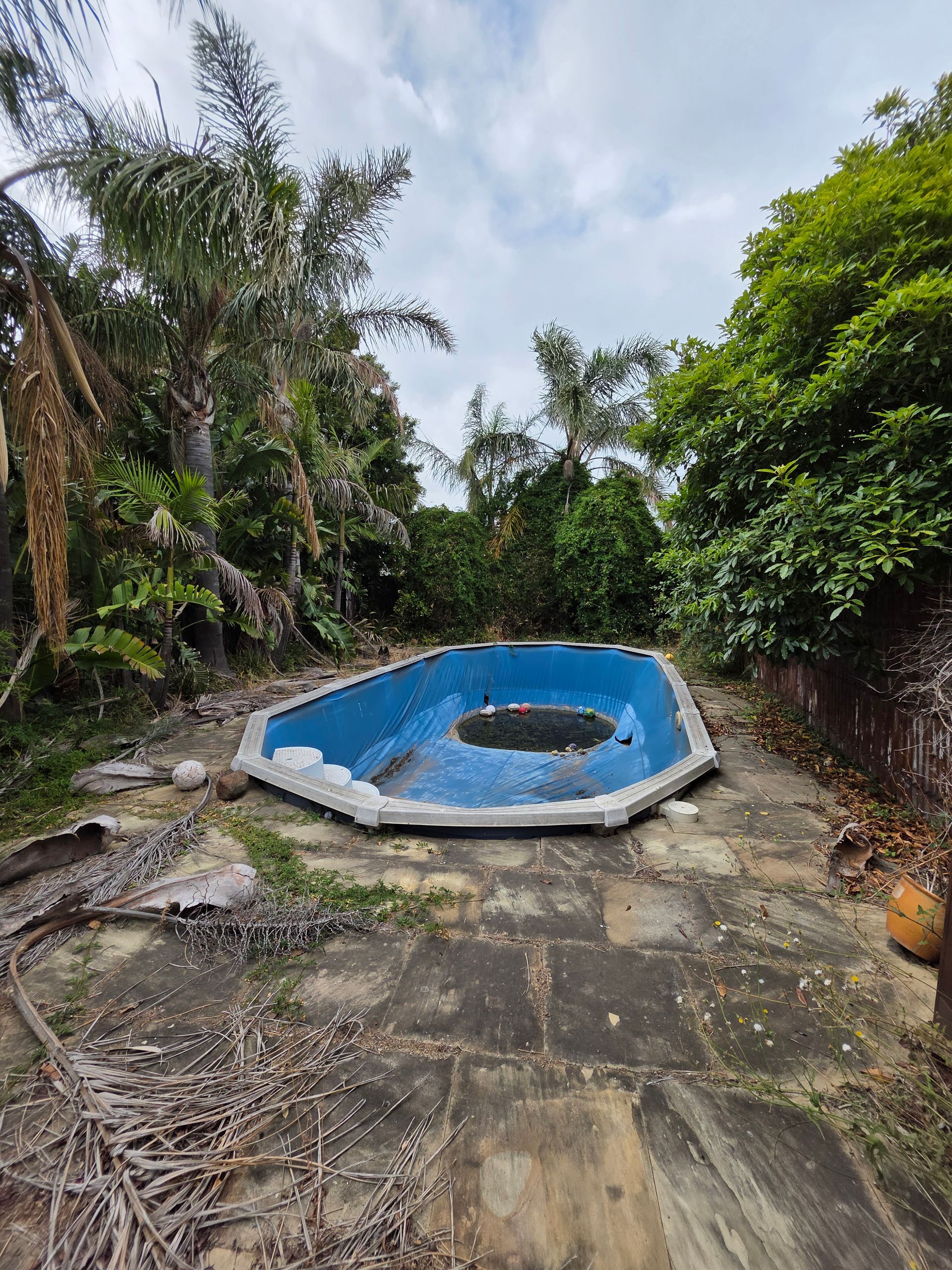 Dried-Up Blue Swimming Pool in a Leafy — All Over Pool Removals in Upwey, VIC