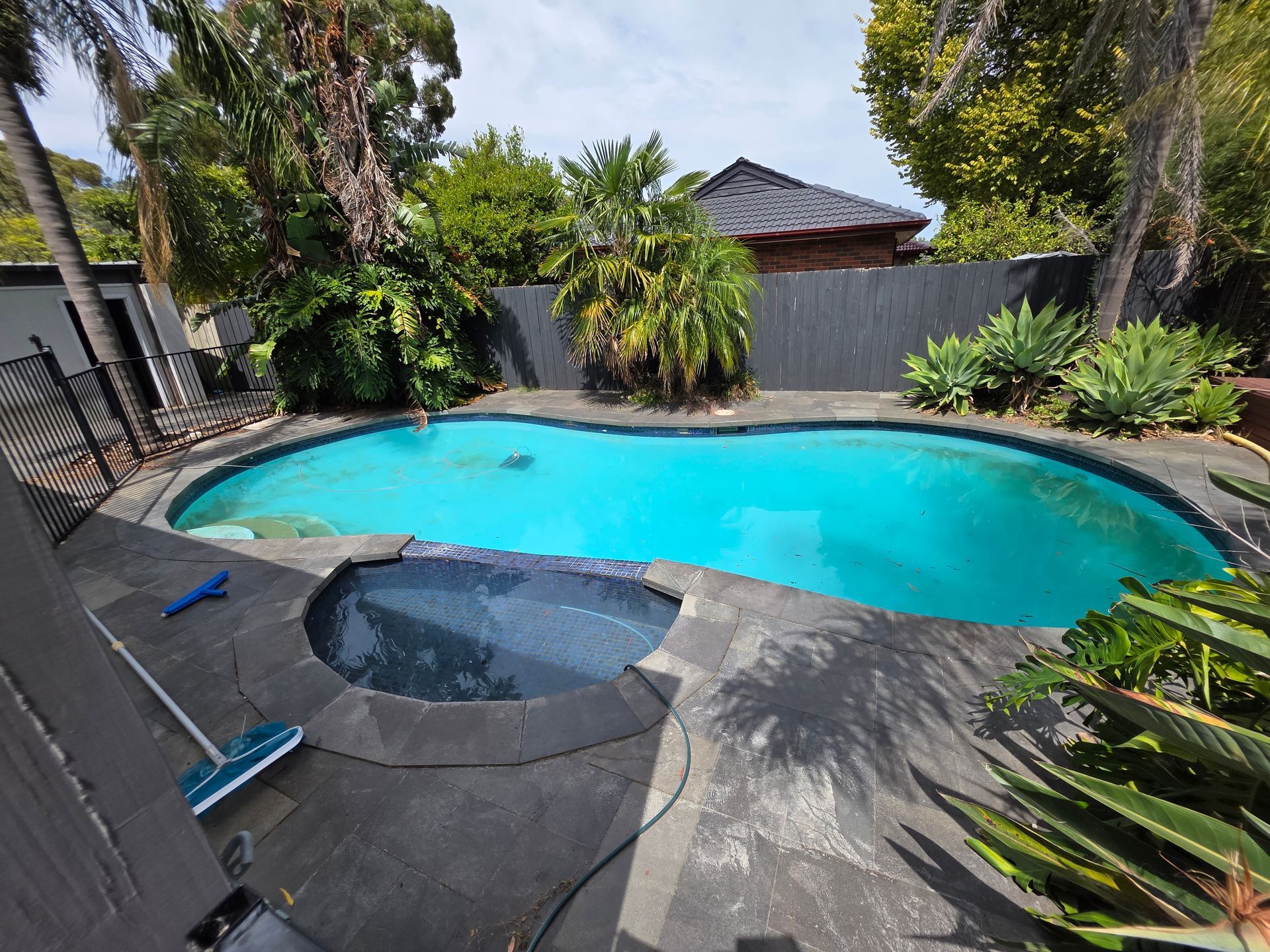 Backyard Pool With Attached SPA, Surrounded — All Over Pool Removals in Upwey, VIC