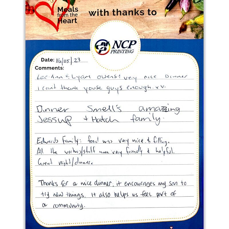 Meal Comments — Wetherill Park, NSW — Bright Print Group