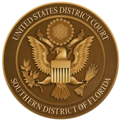 Seal of the U.S. District Court for the Southern District of Florida in gold on a dark background Seal of the U.S. District Court for the Southern District of Florida in gold on a dark background