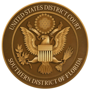 Seal of the U.S. District Court for the Southern District of Florida in gold on a dark background Seal of the U.S. District Court for the Southern District of Florida in gold on a dark background