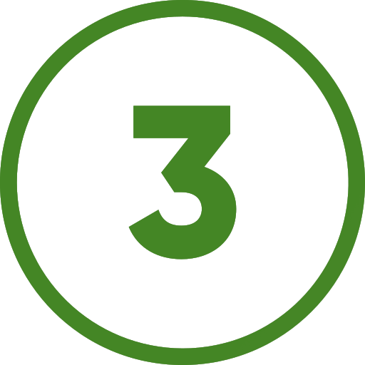 Green number 3 inside a green circle.
