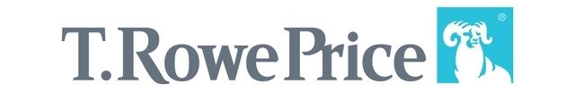 A logo for t. rowe price with a mountain in the background