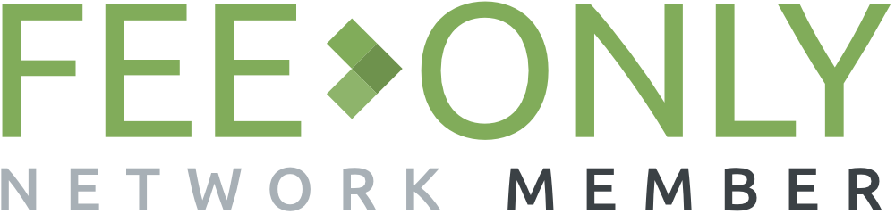 A green and white logo for fee only network member