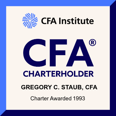 Cfa institute charterholder gregory c. staub , cfa charter awarded 1993