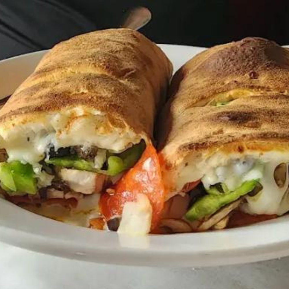 Big Louie’s baked Italian sandwich with cheese  veggies