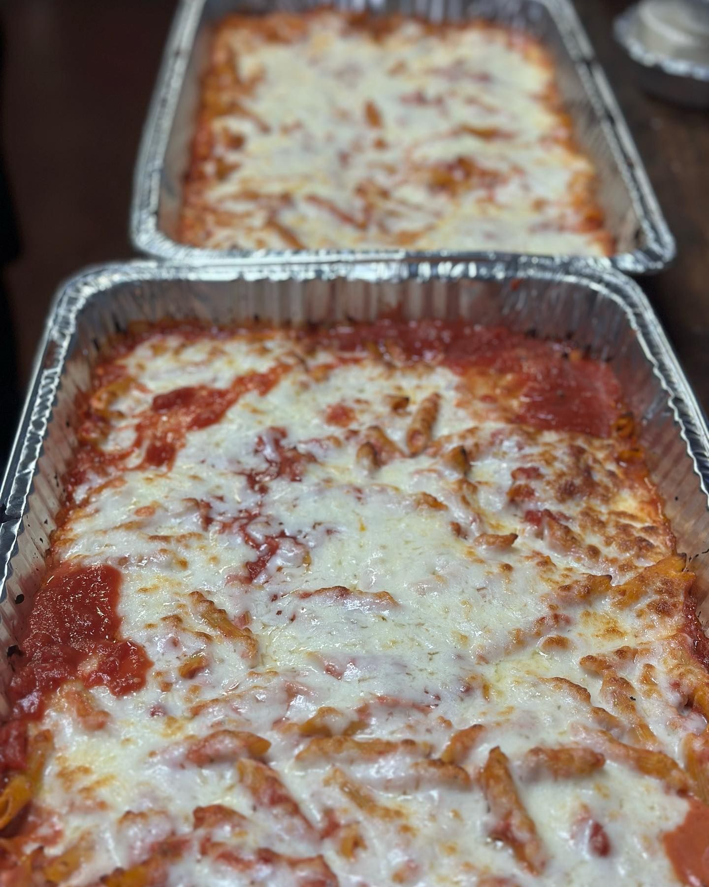 Big Louie’s Pizzeria cheesy baked ziti for catering