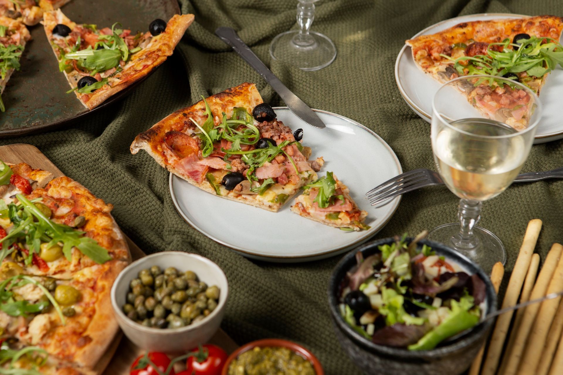 pizza and wine