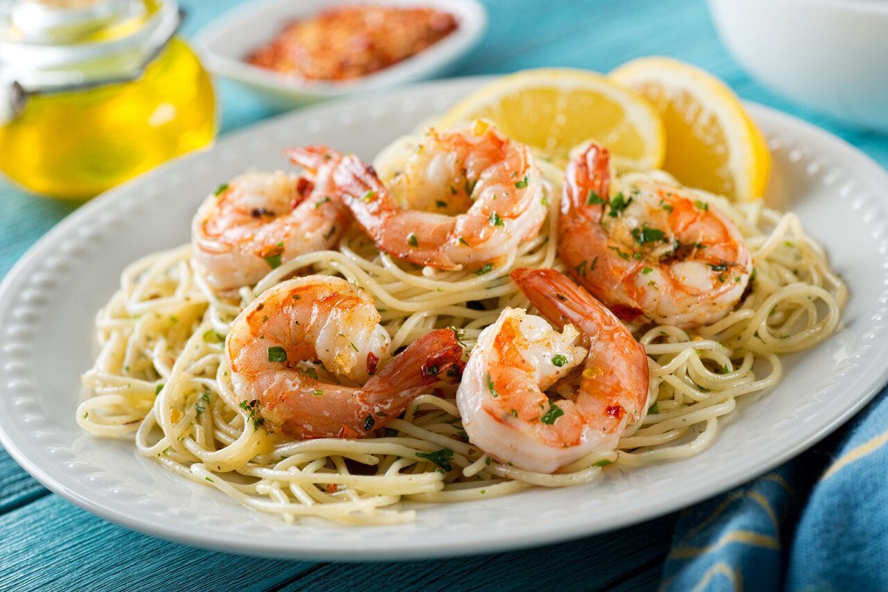 Big Louie’s seafood pasta with shrimp scampi and lemon