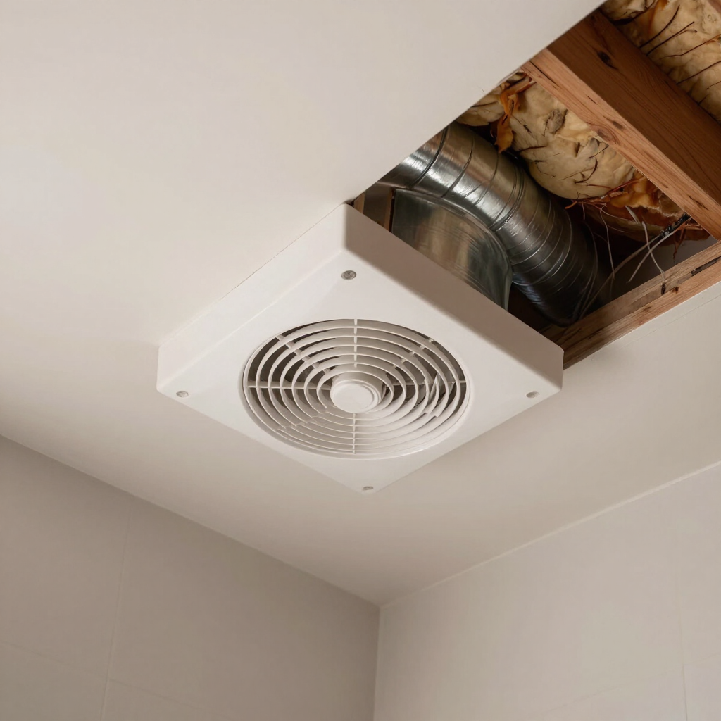 Bathroom fan duct venting into attic causing mold and moisture damage