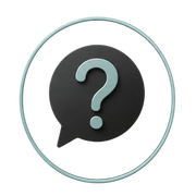 Question mark in a dark speech bubble inside a light blue circle.