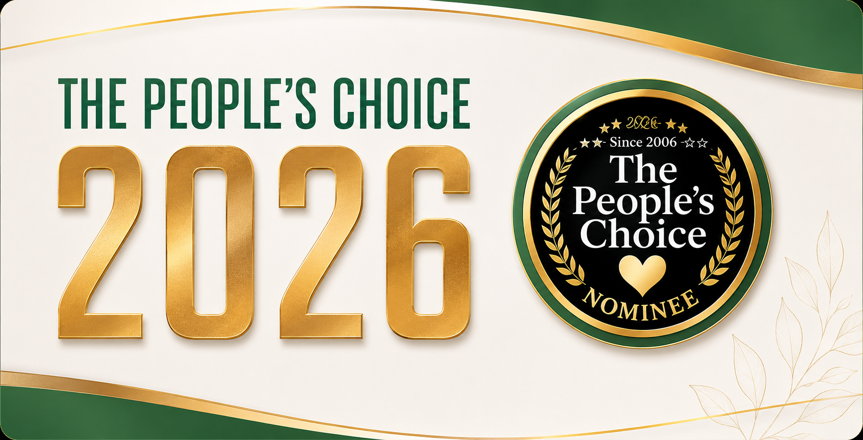 The People’s Choice 2026 award badge on a white and gold banner