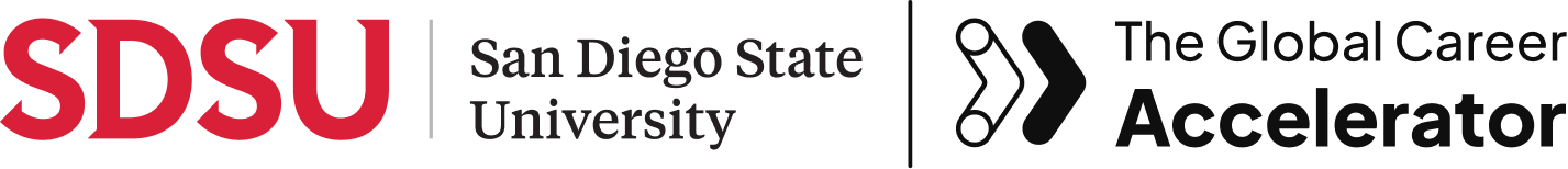 San Diego State University and The Global Career Accelerator logos