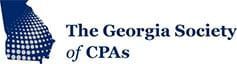The Georgia Society of CPAs logo with blue Georgia state outline and white dotted pattern
