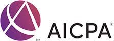 AICPA logo with a purple circle and white stylized lines, followed by black “AICPA” text